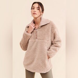 Varley Stratton 1/4 Zip Sherpa Jacket Pullover Neutral Small